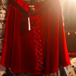 Burgundy velvet skater skirt